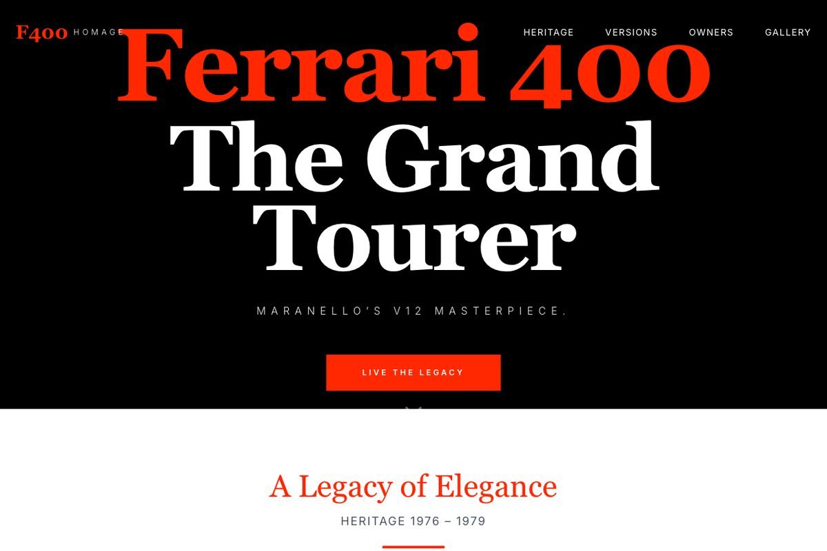 Ferrari 400 Homage — website screenshot