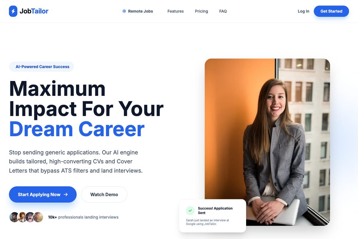JobTailor — website screenshot